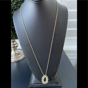 SOLE SOCIETY NWOT Genuine Semi Precious Necklace Gold Turquoise Pearl Charm